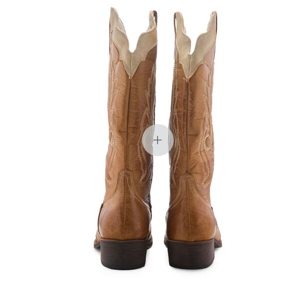 Coconuts Tan Cowboy Boots SIZE 9 Cowgirl Cream Western Vegan Faux Leather $90 - Picture 4 of 9